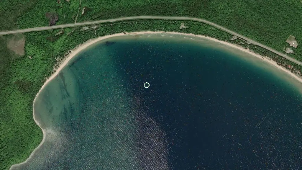 Aerial view of Pancake Bay Provincial Park and surroundings