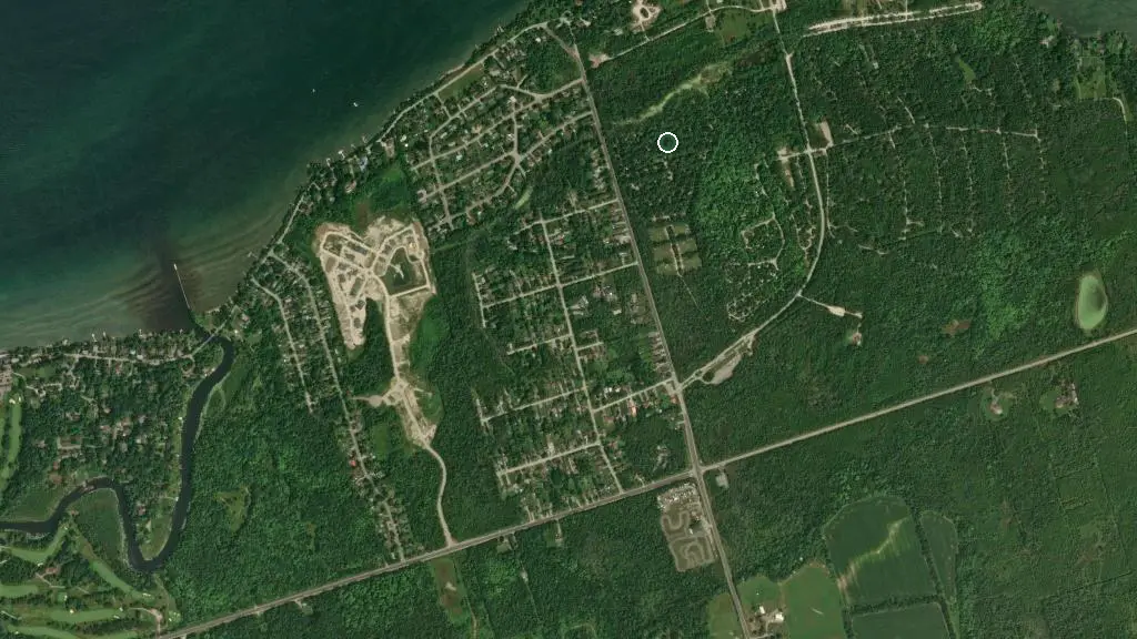 Aerial view of Sibbald Point - Cedargrove Campground and surroundings