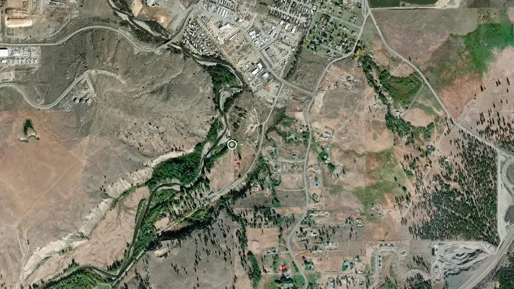 Aerial view of Merritt Beach RV Park and surroundings