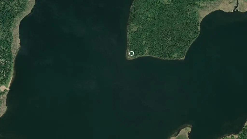 Aerial view of George’s Point Cross Lake Provincal Park and surroundings