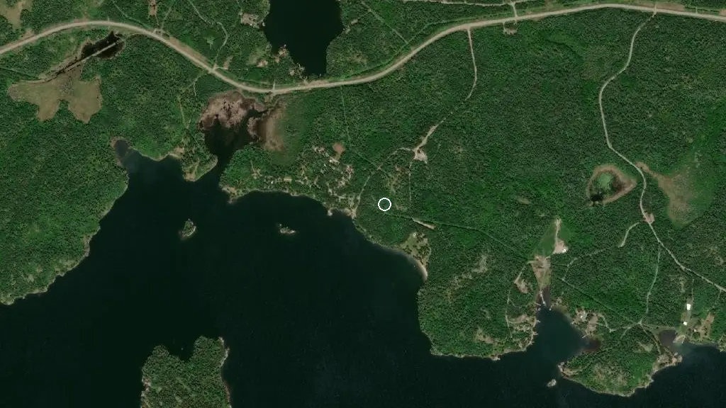 Aerial view of Sioux Narrows Provincial Park and surroundings