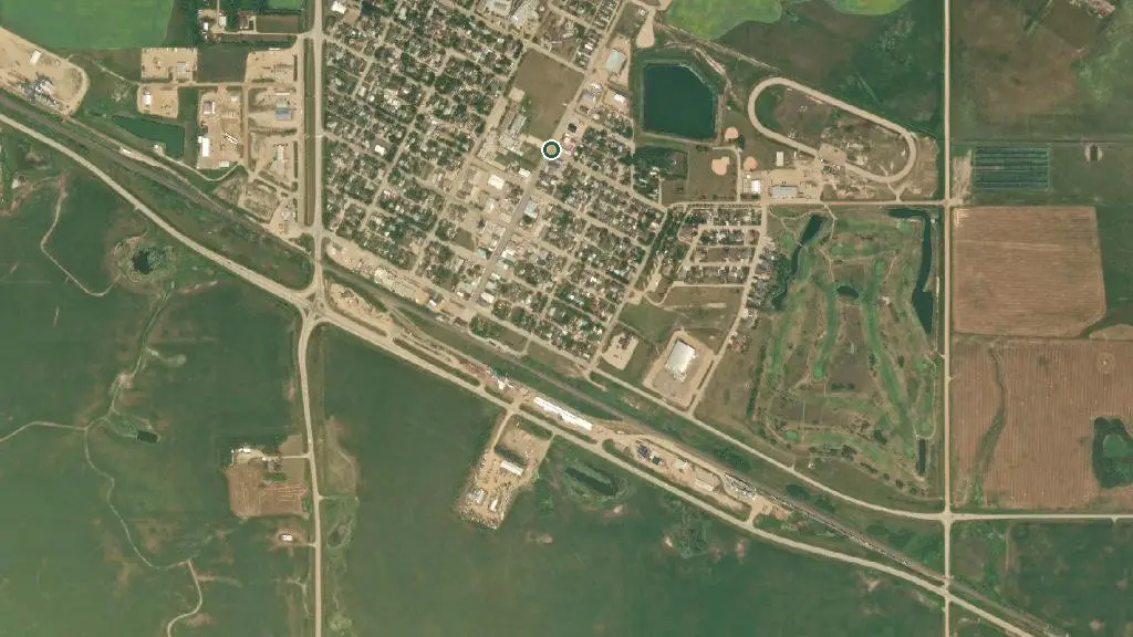 Aerial view of Camp Lake Campground and surroundings