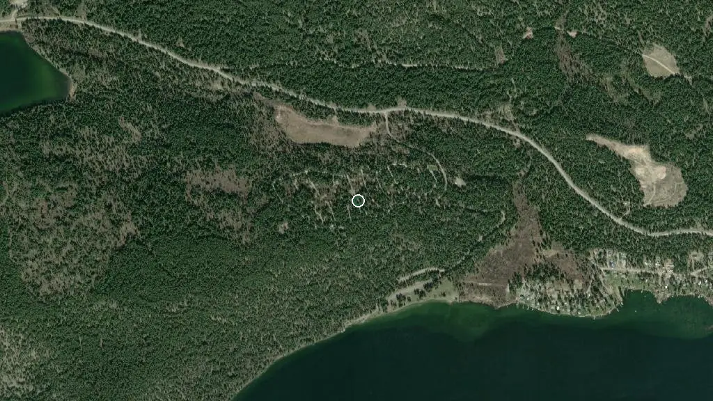 Aerial view of Paul Lake Campground and surroundings