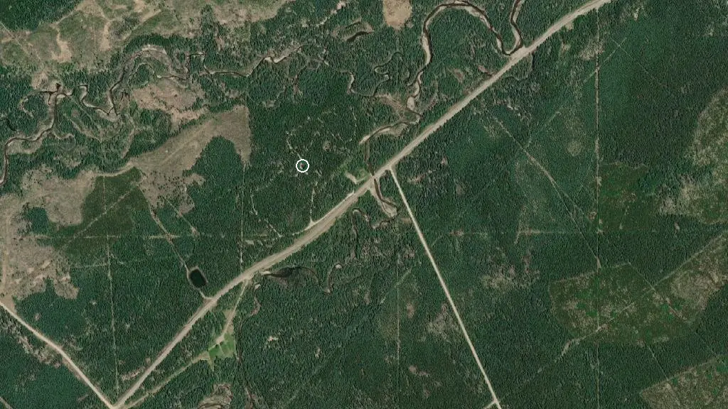 Aerial view of Prairie Creek Provincial Recreation Area and surroundings