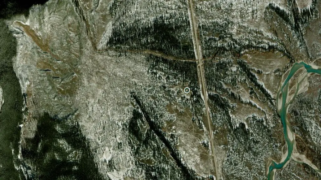 Aerial view of Two O-Clock Creek Campground and surroundings