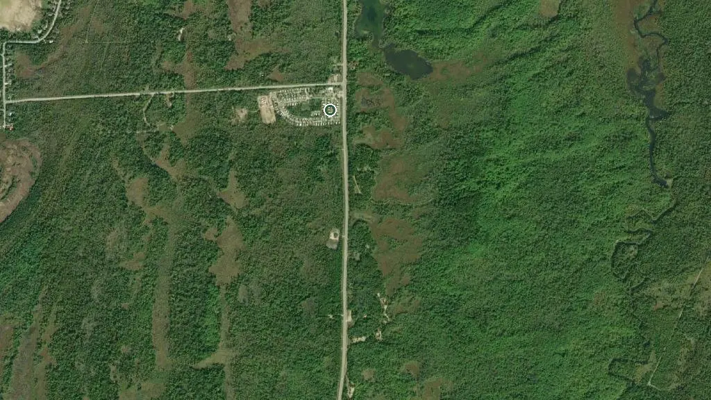 Aerial view of North Sauble Sands Campground and surroundings