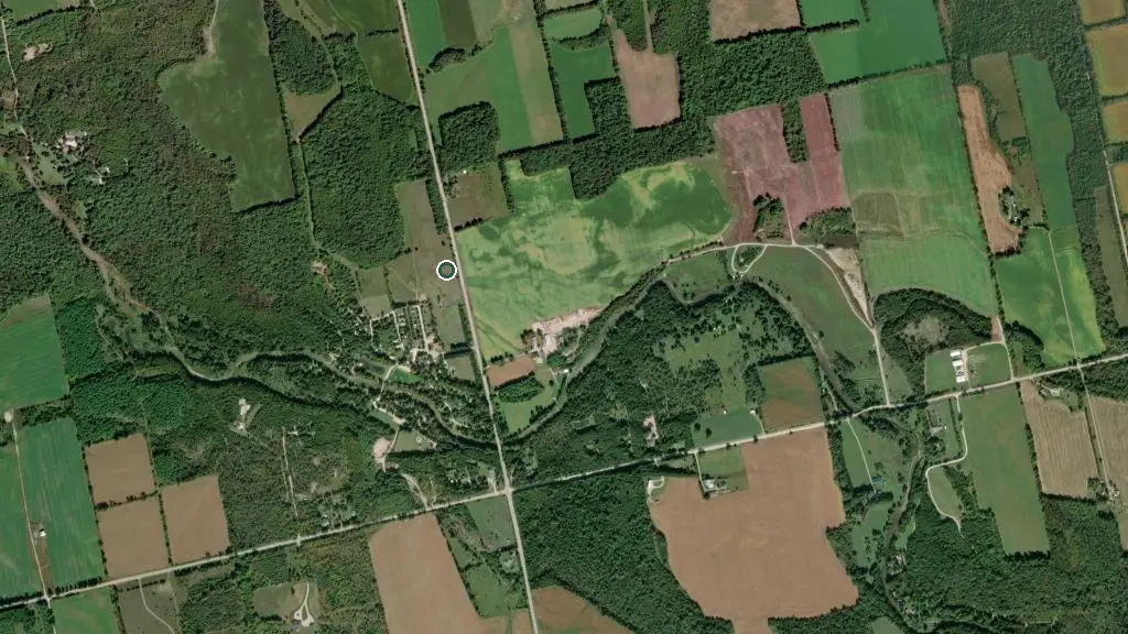 Aerial view of Saugeen Springs RV Park and surroundings