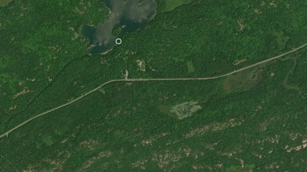 Aerial view of George Lake Campground and surroundings