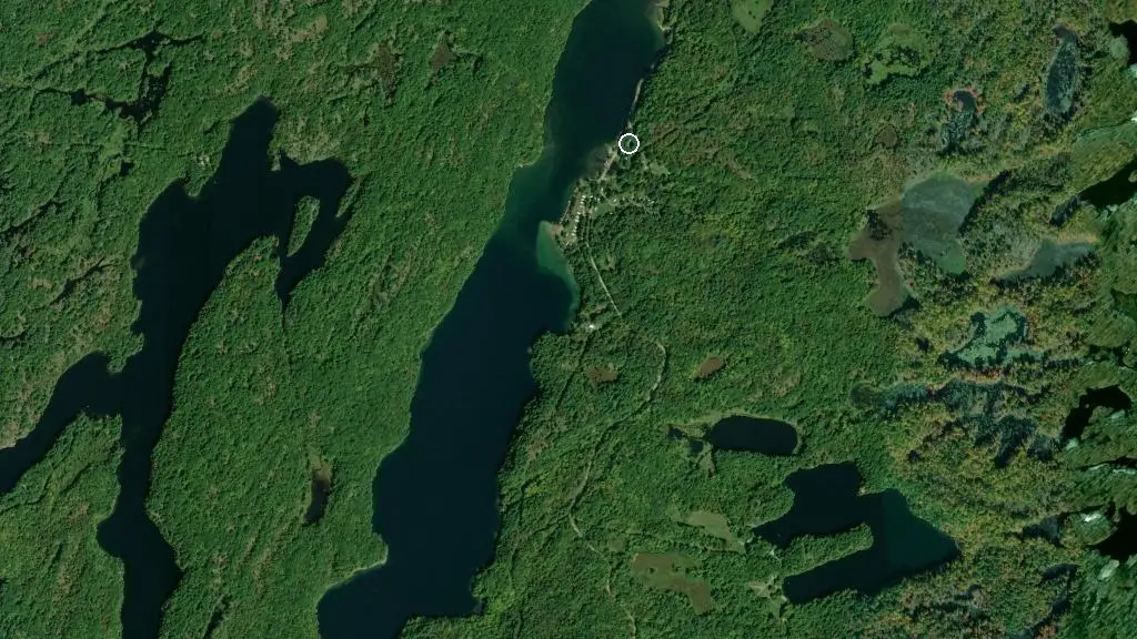 Aerial view of Canoe Lake Campground and surroundings