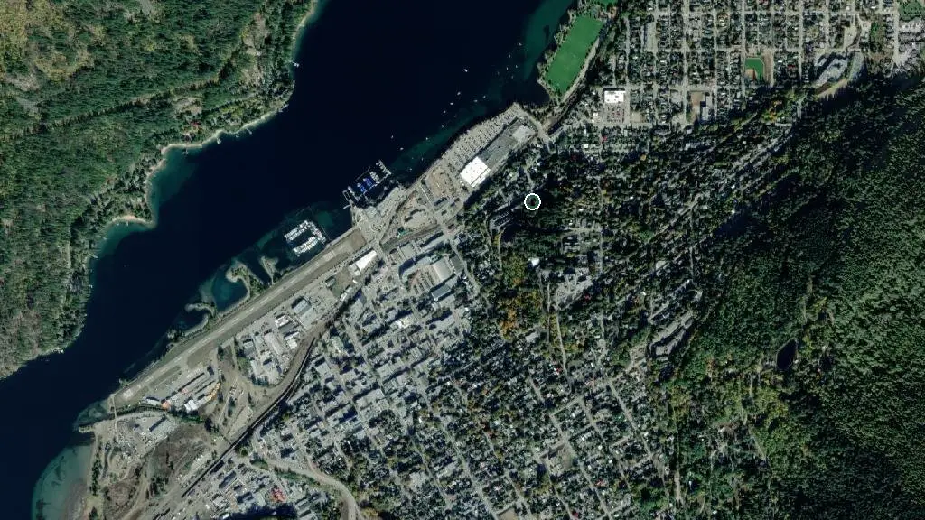 Aerial view of The Nelson City Campground and surroundings