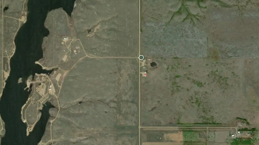Aerial view of Blood Indian Park and surroundings
