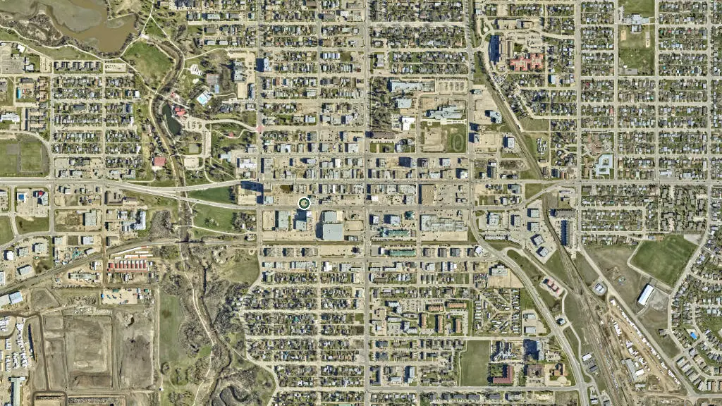 Aerial view of Happy Trails Campground and Cabins and surroundings