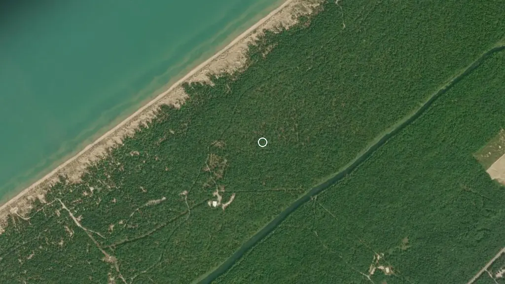 Aerial view of Pinery Provincial Park and surroundings