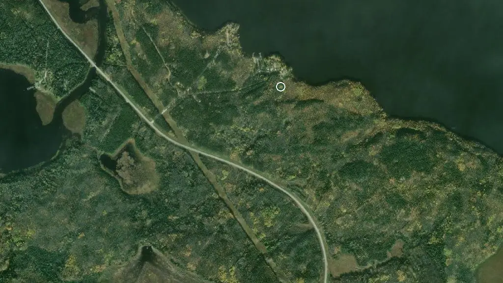 Aerial view of Gullrock Lake Lodge and surroundings