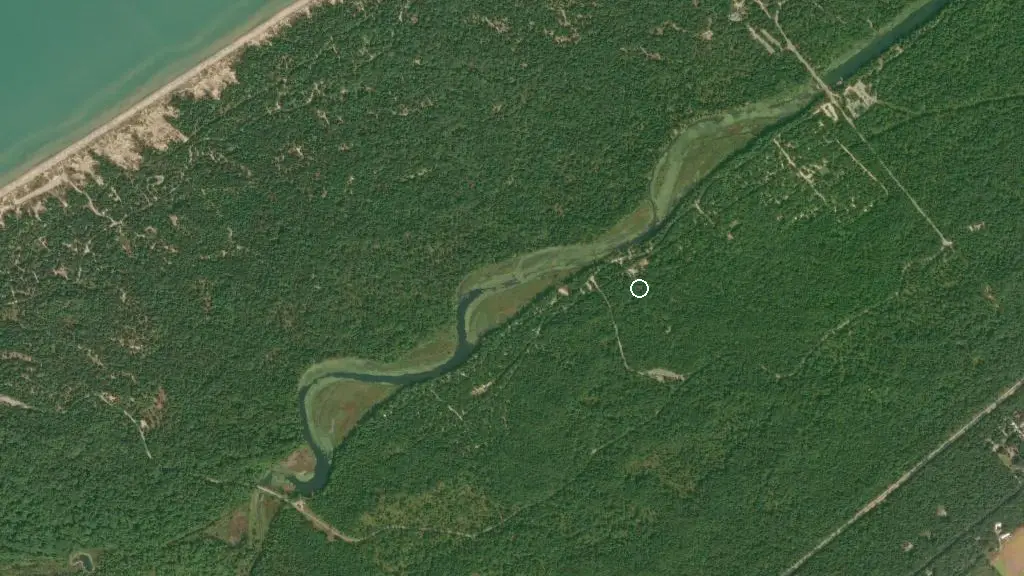 Aerial view of Riverside Campground Office and surroundings