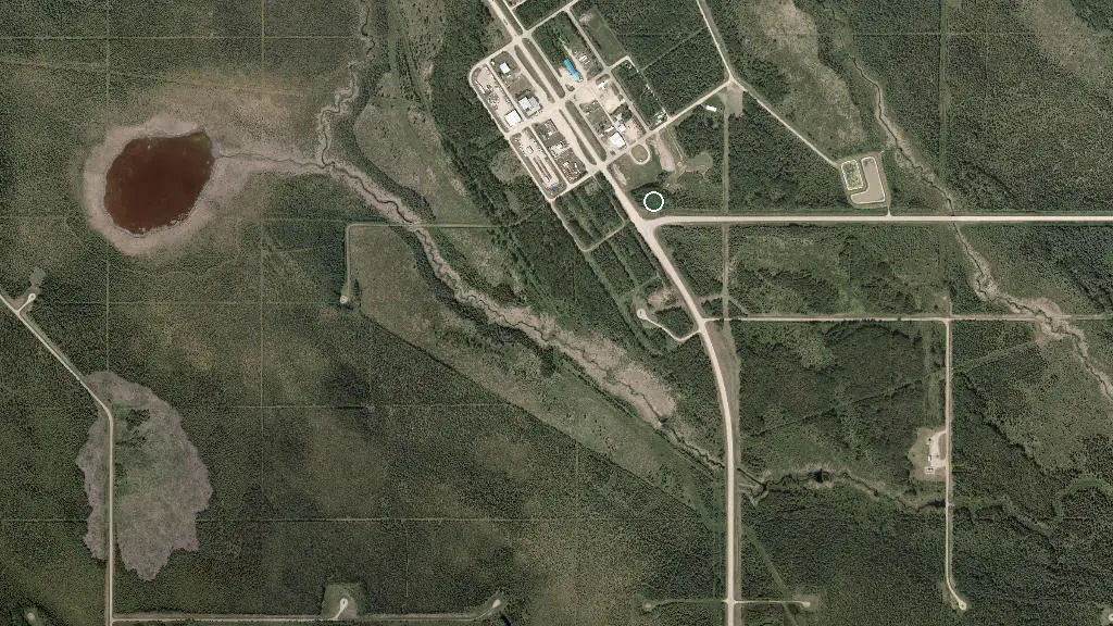 Aerial view of Wolf Lake Prov Rec Area and surroundings