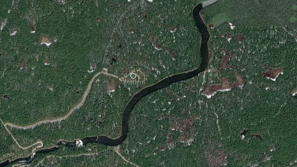 Aerial view of Pyramid Campground and surroundings