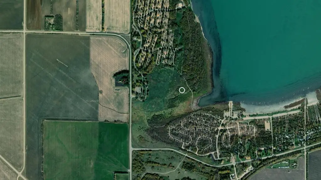 Aerial view of Aspen Beach Provincial Park and surroundings