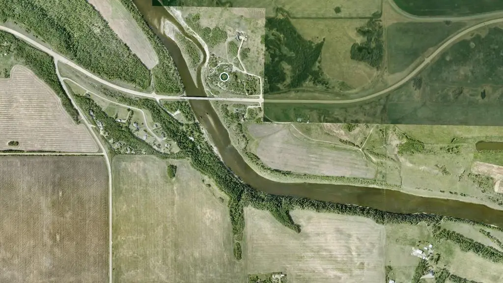 Aerial view of River Edge RV Park and surroundings