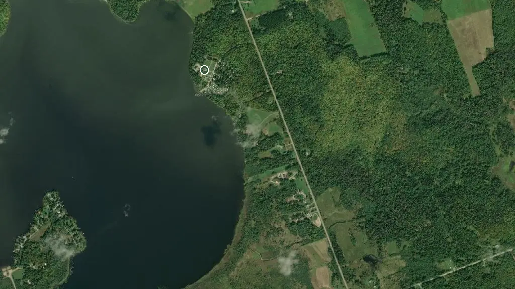 Aerial view of Booth Landing Camping & Cottages and surroundings
