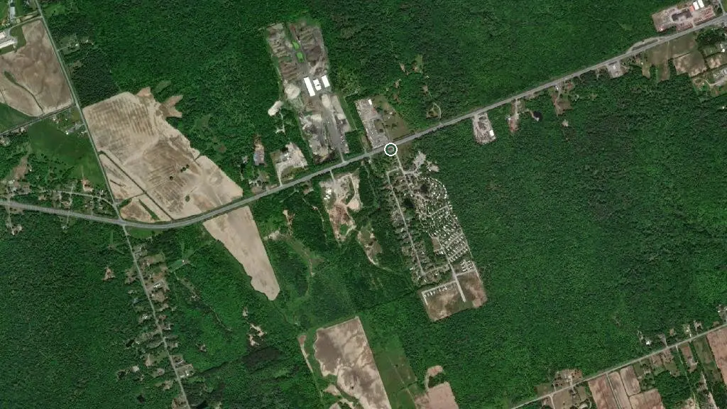 Aerial view of Evergreen Camping & Resort and surroundings