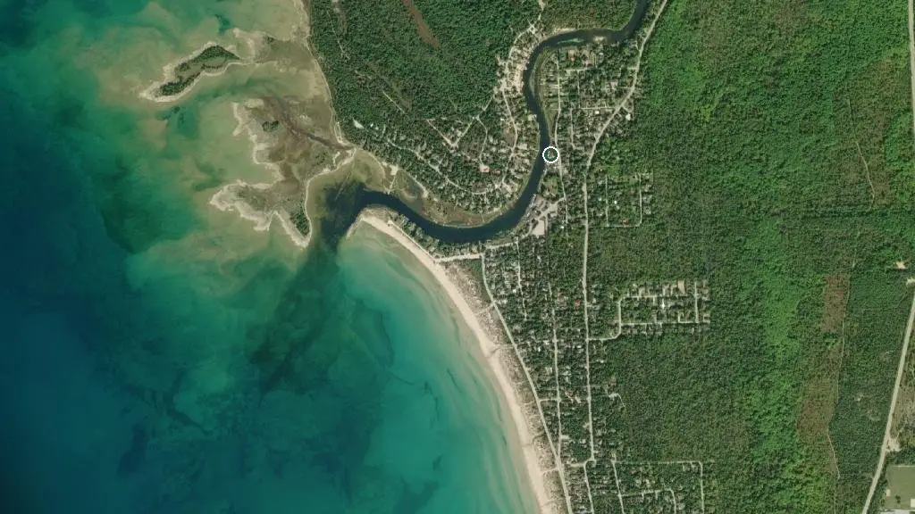 Aerial view of Sauble River Marina & Lodge and surroundings