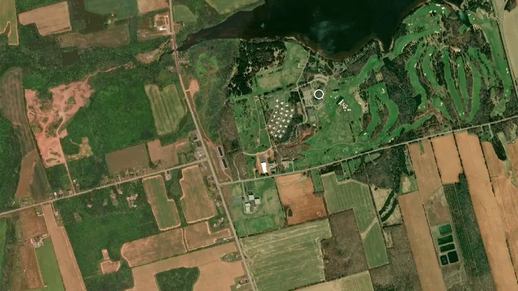 Aerial view of Mill River Resort and surroundings