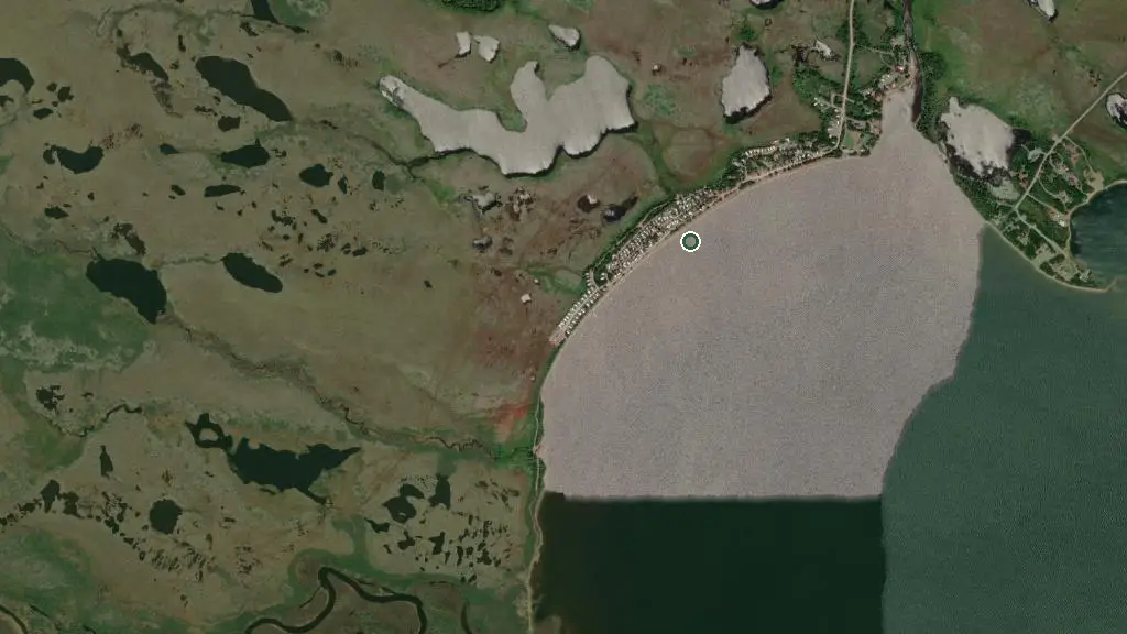 Aerial view of Golden Sands Cabins & Trailers Summer Resort and surroundings