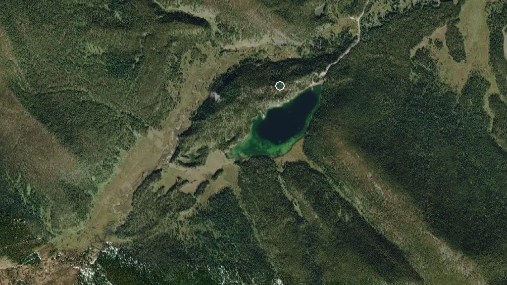 Aerial view of Peppers Lake Provincial Recreation Area and surroundings