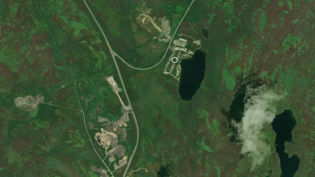 Aerial view of Gros Morne/Norris Point KOA and surroundings