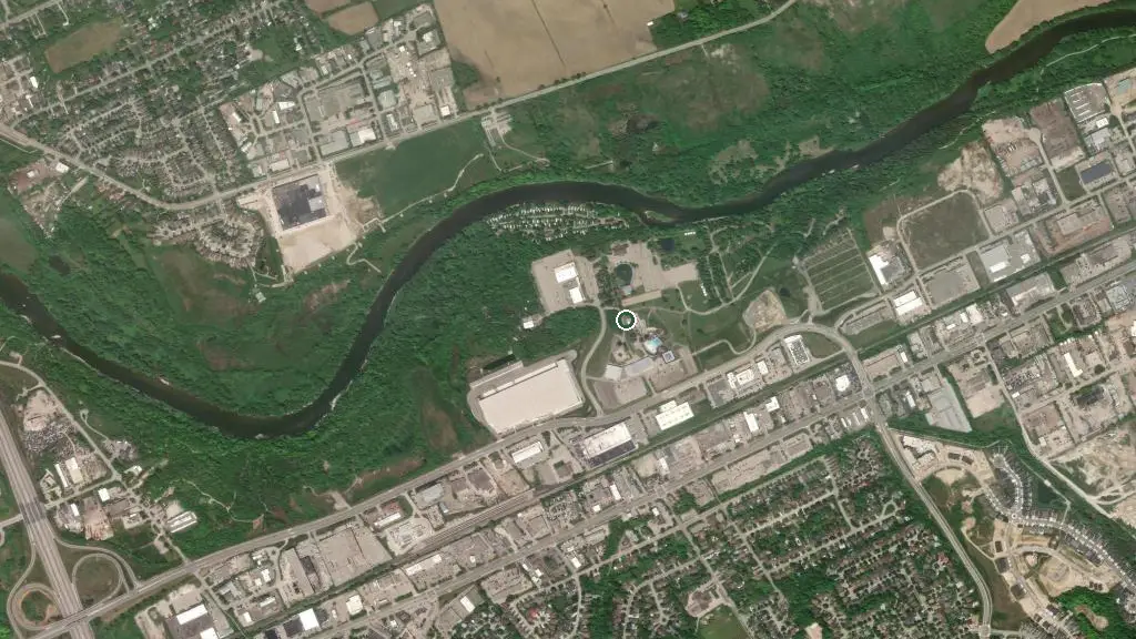 Aerial view of Bingemans Camping Resort and surroundings