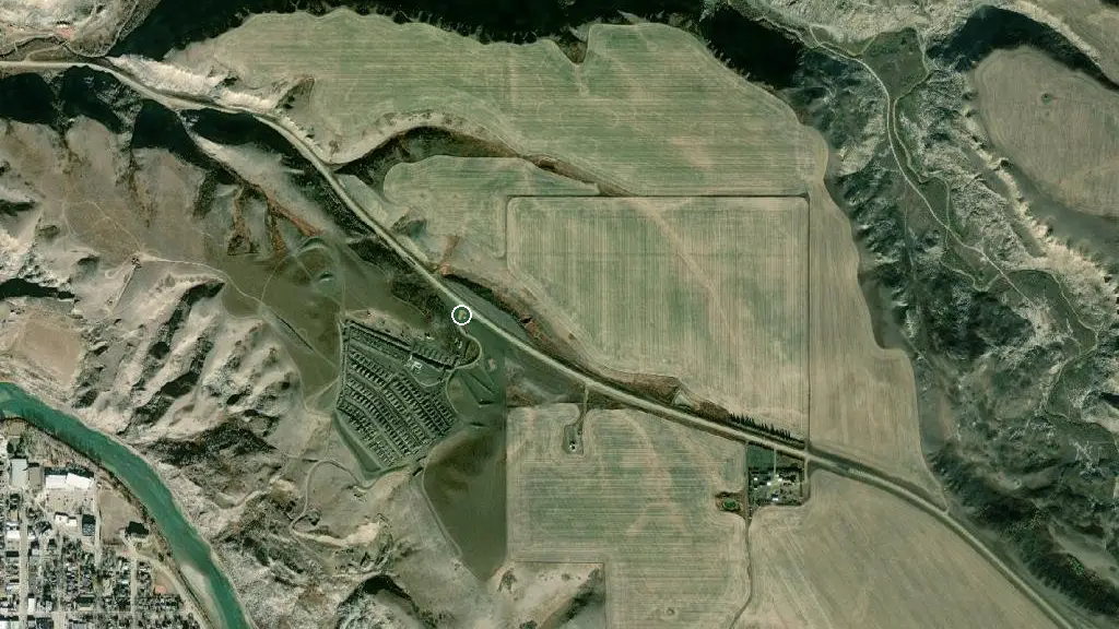 Aerial view of Raptor Ridge Resort, Drumheller AB and surroundings