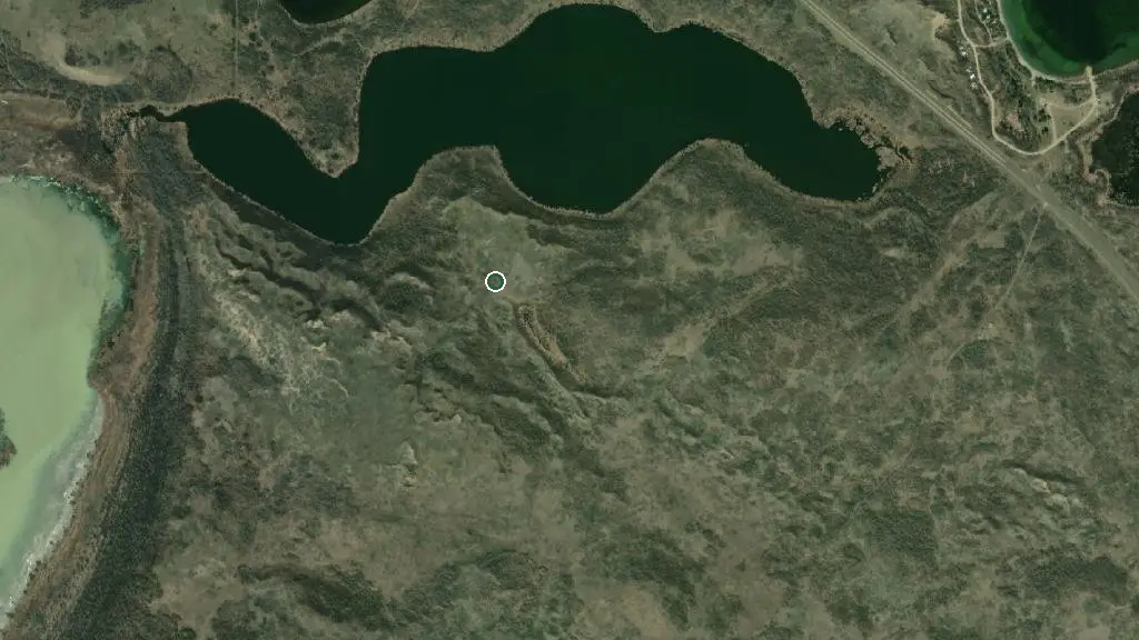 Aerial view of Dillberry Lake Provincial Park and surroundings