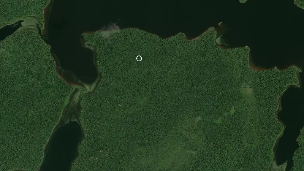 Aerial view of Fushimi Lake Provincial Park and surroundings