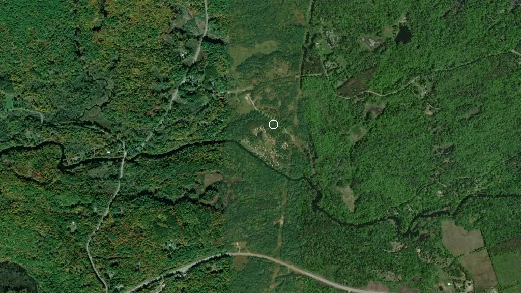 Aerial view of Riverside Resort and Campground and surroundings