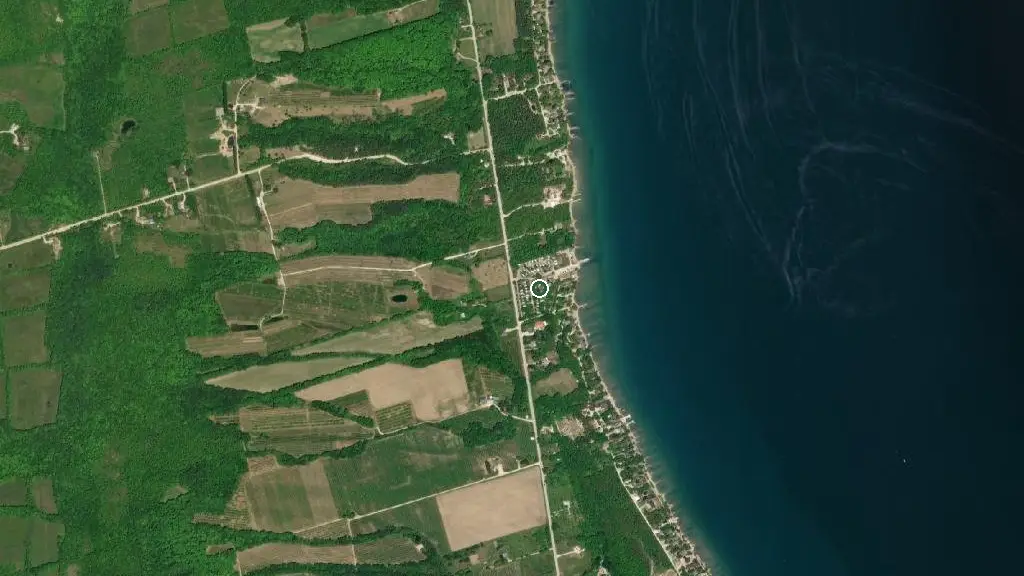 Aerial view of Fairview Trailer Park and surroundings