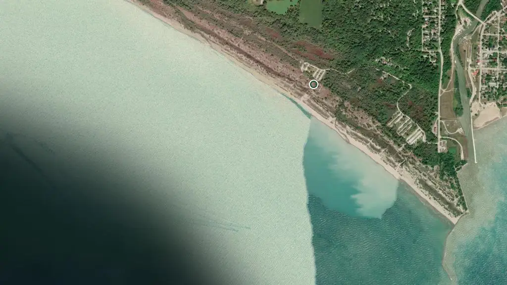 Aerial view of Port Burwell Provincial Park and surroundings