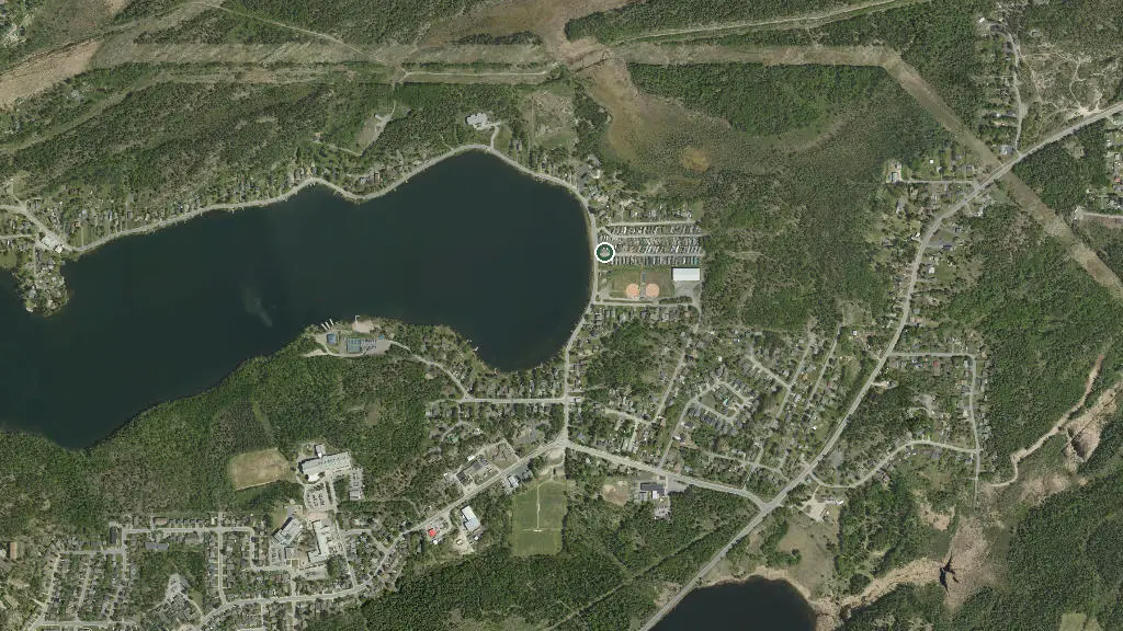 Aerial view of Rabbit Lake RV Park and surroundings