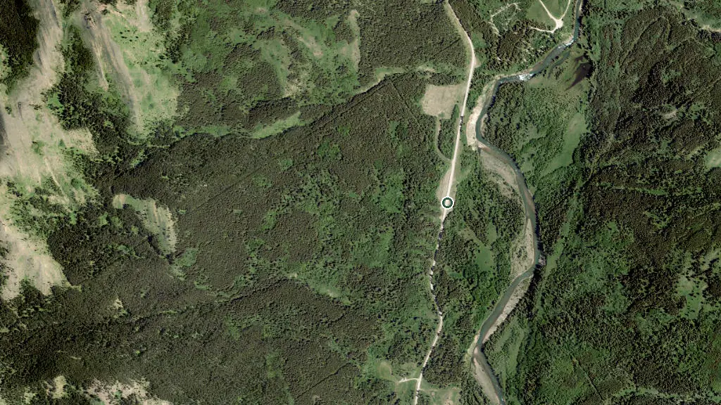 Aerial view of Castle River Prov Rec Area and surroundings