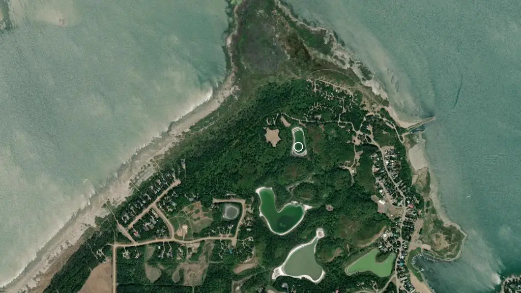 Aerial view of Rochon Sands Provincial Park and surroundings