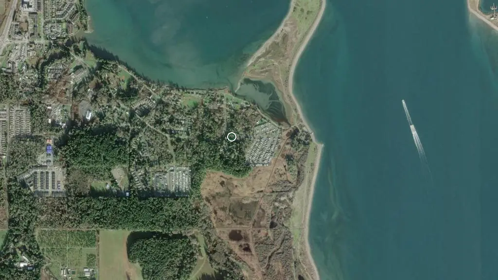 Aerial view of Oceanside RV Resort | A Parkbridge Camping and RV Resort and surroundings
