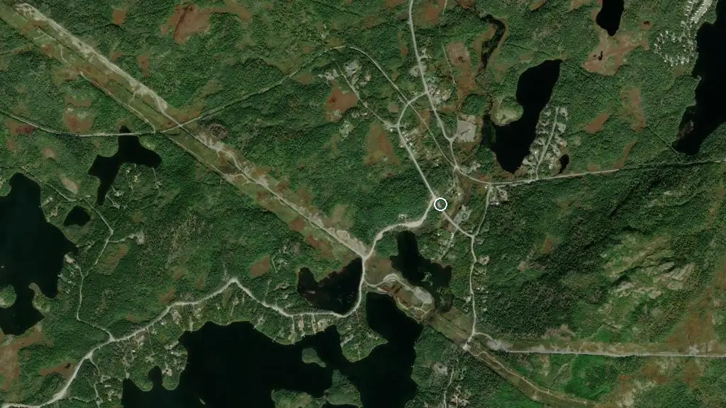Aerial view of Gushue's Pond Park and surroundings