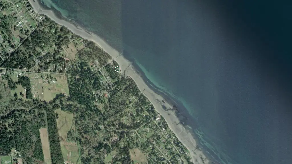 Aerial view of Kitty Coleman Beach Provincial Park and surroundings