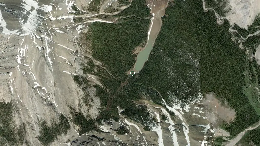 Aerial view of Farley Lake Backcountry Campsite and surroundings