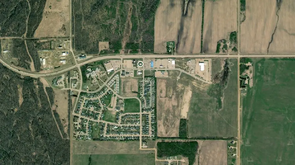 Aerial view of Blueberry Hill RV Park and surroundings