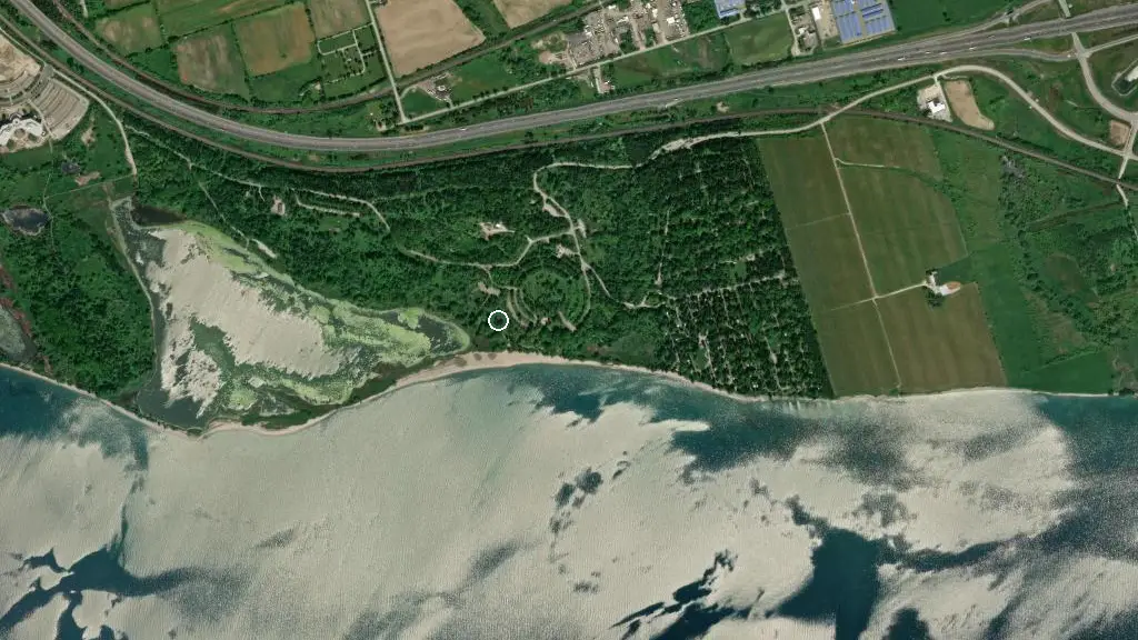 Aerial view of Darlington Provincial Park and surroundings