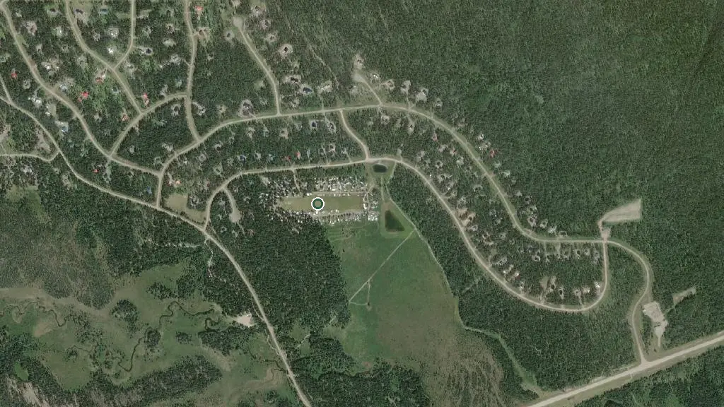 Aerial view of The Nordegg Recreation Association and surroundings