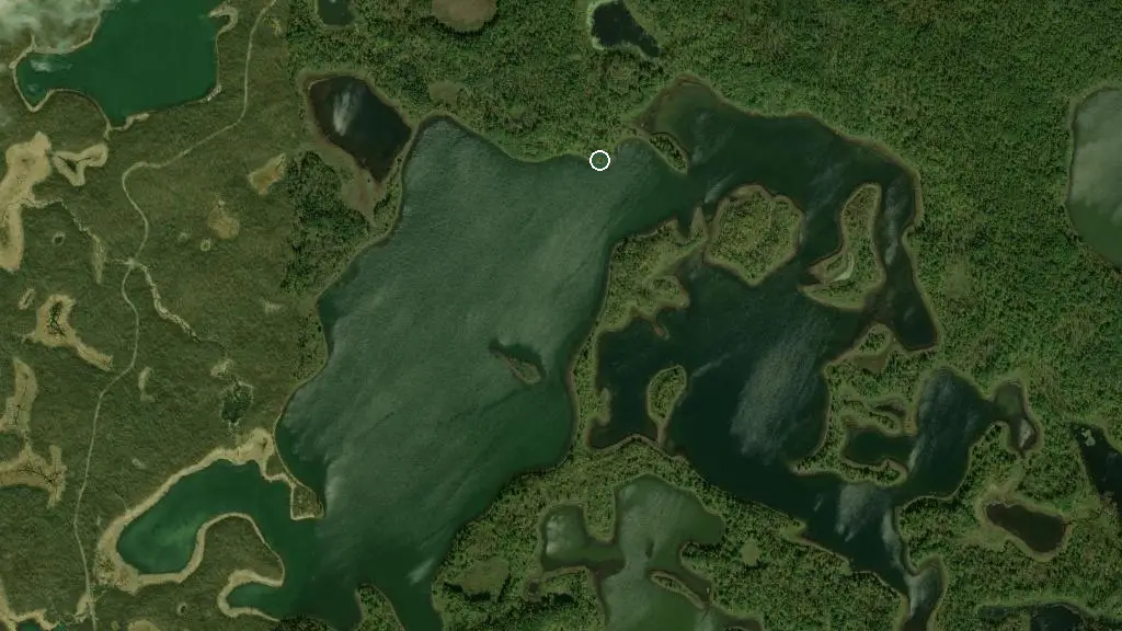 Aerial view of Oskar Lake Walk-in Campground and surroundings