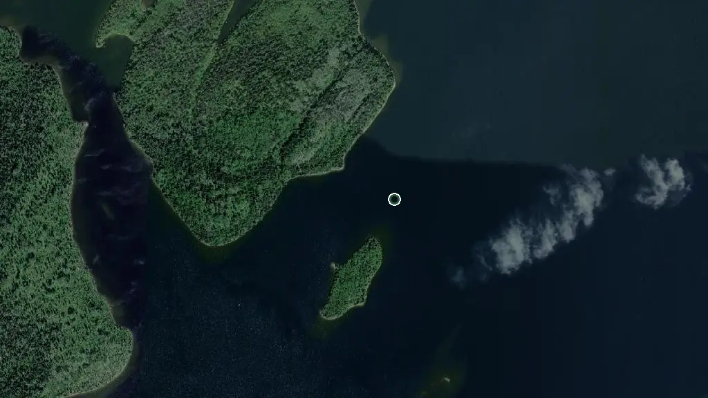 Aerial view of Carp Lake Provincial Park and surroundings