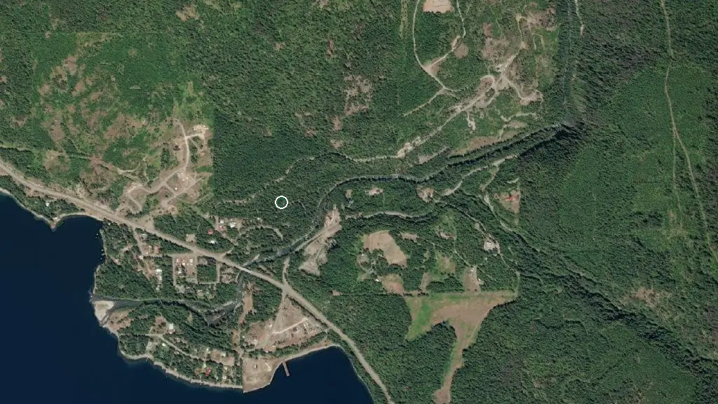 Aerial view of Rosebery Provincial Park and surroundings